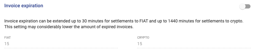 Invoice expiration settings on confirmo